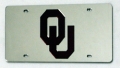Oklahoma Sooners Silver Mirrored Laser Cut License Plate