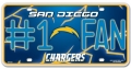San Diego Chargers #1 Fan Aluminum License Plate